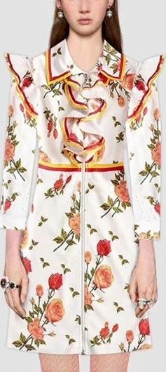 Floral-Print Ruffle Mini Dress