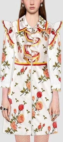 Floral-Print Ruffle Mini Dress