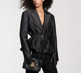 Belted Ruched-Waist Jacket