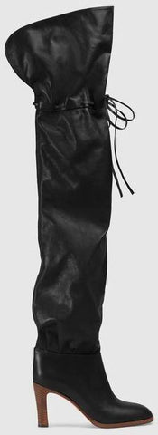 Leather Over-the-Knee Boot, Black