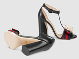 Leather Sandal with Flower Applique | DESIGNER INSPIRED FASHIONS