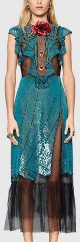 Embellished Sequined Tulle Dress - DESIGNER INSPIRED FASHIONS