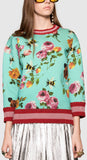 Rose Print Double Fleece Sweatshirt - DESIGNER INSPIRED FASHIONS