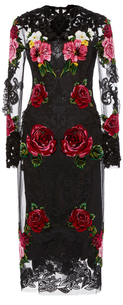 Long Sleeve Floral Lace Dress