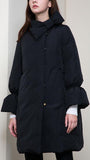 Puffer Coat with Bow, Black