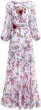Floral Chiffon Gown with Applique Details
