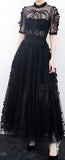 Black Pom-Pom Embellished Tulle Gown | DESIGNER INSPIRED FASHIONS