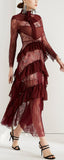 Lace Ruffle-Tiered Gown