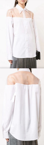 Longline Sheer Panel Shirt