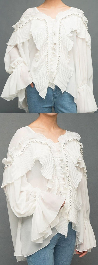 Ruffled Pleated Blouse