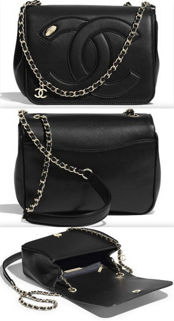 Logo Lambskin Flap Bag, Black | DESIGNER INSPIRED FASHIONS