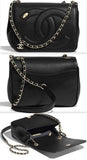 Logo Lambskin Flap Bag, Black | DESIGNER INSPIRED FASHIONS