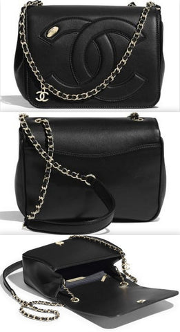 Logo Lambskin Flap Bag, Black | DESIGNER INSPIRED FASHIONS