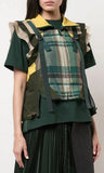 Buckled Paneled Checked Shirt, Green/Yellow