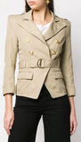 Belted Double-Breasted Jacket and Skirt Set