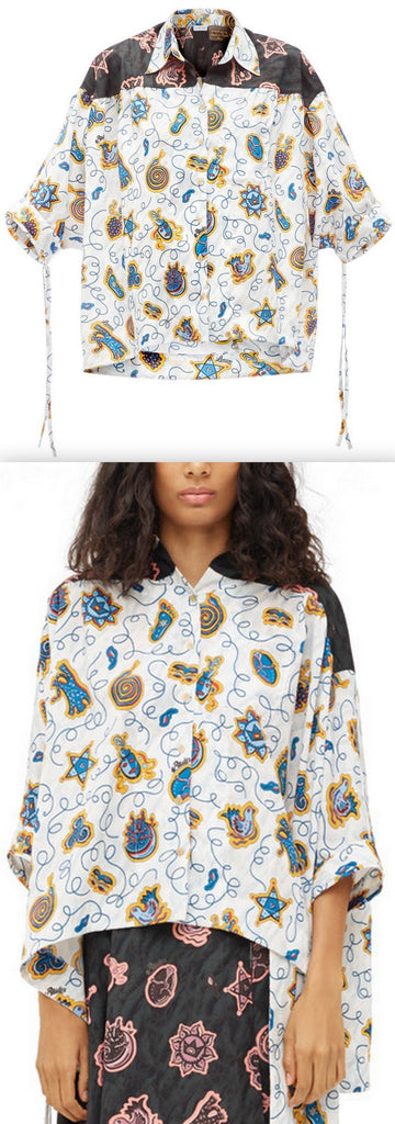 Paula Print Blouse White-Multicolor | DESIGNER INSPIRED FASHIONS