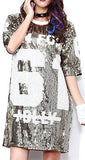 Sequin Embellished Jersey T-Shirt in Gold or Silver - DESIGNER INSPIRED FASHIONS