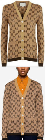 GG Jacquard Knit Cardigan Sweater