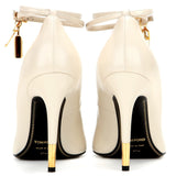 Padlock & Key Embellished Leather Pumps in White or Black - DESIGNER INSPIRED FASHIONS