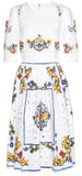 Laser-Cut Tile Print Dress in White - DESIGNER INSPIRED FASHIONS