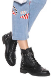 Black Leather Studded Ankle Boots