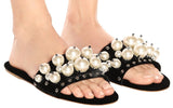 Pearl Embellished Sliders - Red or Black