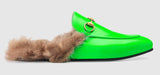 Princetown Fluorescent Leather Slipper - Fluorescent Fuchsia or Fluorescent Green