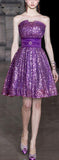 Purple Strapless Sequin Dress