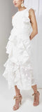 Ruffled Lace White Dress