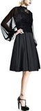 Black Tulle-Sleeve Lace Evening Dress