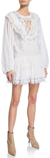 Romantic Mini Dress with Stud Embellishments