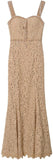 Lace-Up Sleeveless Midi Lace Dress, Apricot