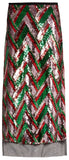 Sequin-Embellished Chevron Midi Skirt