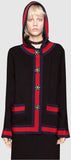 Hooded Knit Cardigan-Jacket, Black