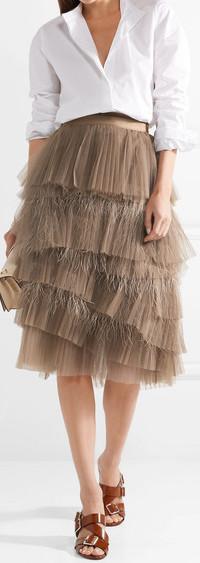 Tiered Tulle and Feather Skirt