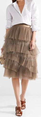 Tiered Tulle and Feather Skirt