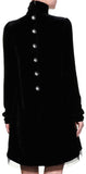 Black Velvet Mock-Neck Embellished Chandelier Dress - DESIGNER INSPIRED FASHIONS