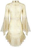 Gold Glittered Flared Mini Skater Dress
