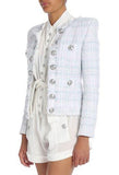 Blue, Pink and White Tweed Jacket