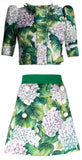 Hydrangea-Print Organza Cropped Jacket & Skirt Set - DESIGNER INSPIRED FASHIONS