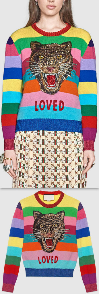Striped Tiger-Embroidered Sweater - DESIGNER INSPIRED FASHIONS