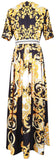 Baroque-Print Midi Dress