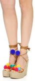 'Holi' Pom Pom Wrap Wedge Sandals - DESIGNER INSPIRED FASHIONS