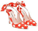 Gingham Slingback Sandals - (Orange, Blue, Red, Green) - DESIGNER INSPIRED FASHIONS