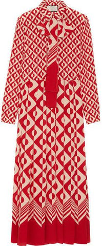 Geometric Printed Neck-Tie Dress - DESIGNER INSPIRED FASHIONS