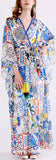 Tile-Print Chiffon Maxi Dress