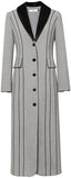 Grey with Black Striped Wool-Blend Single-Breasted Coat