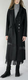 Tulle-Paneled Wool Coat - Black or Army Green