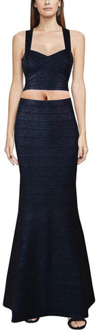 Black Bandage Halter Top and Maxi Skirt Set