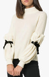 Pearl Ribbon Sleeve Rollneck Jumper